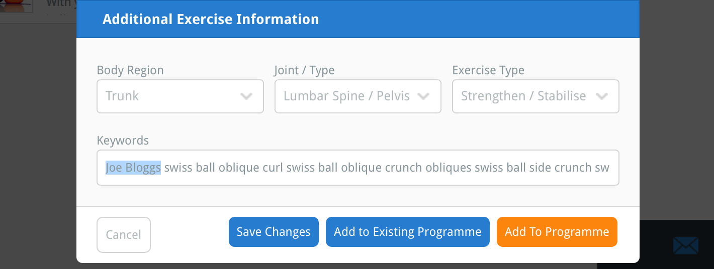 addtional exercise information