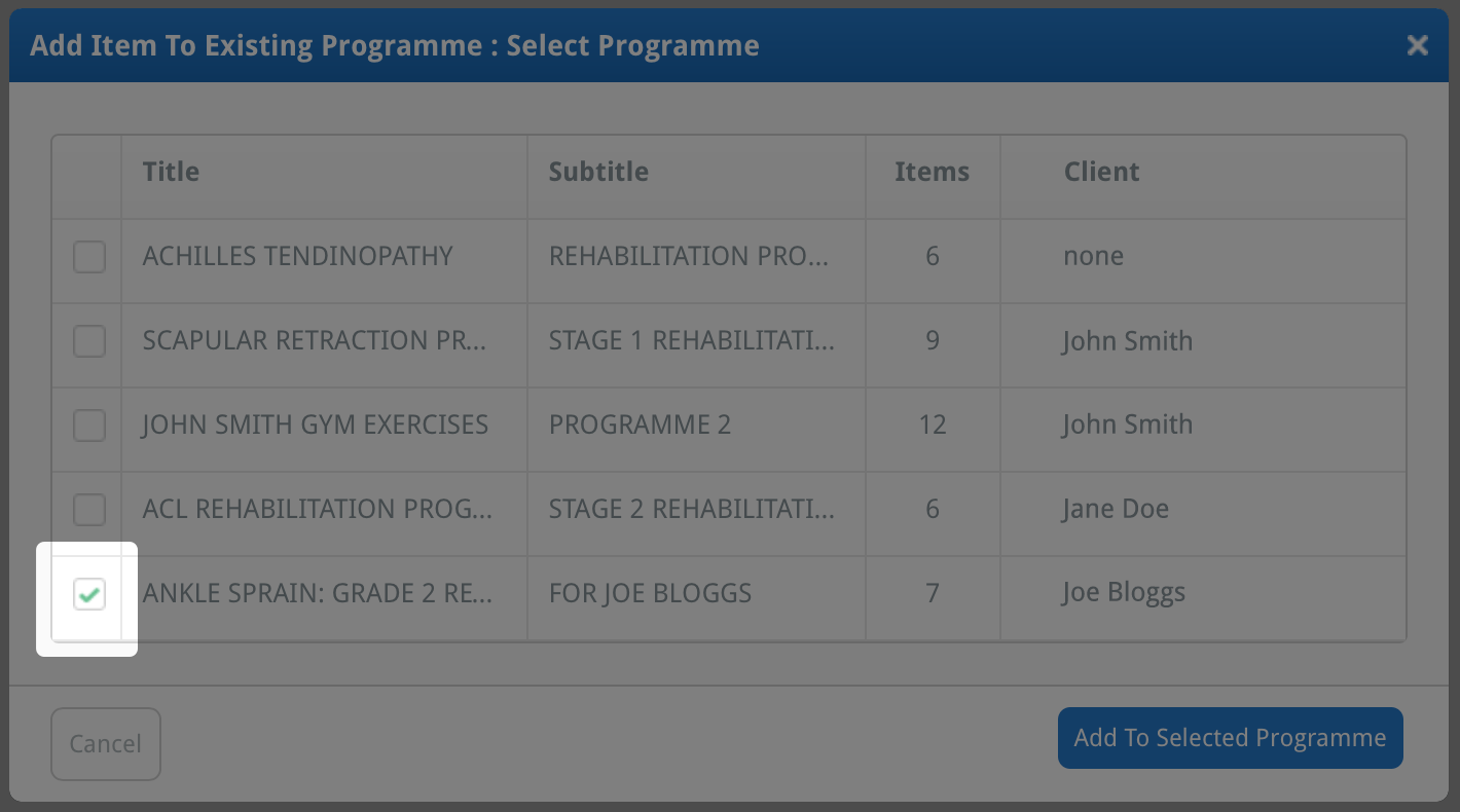select a programme