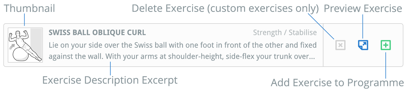 The exercise search tile