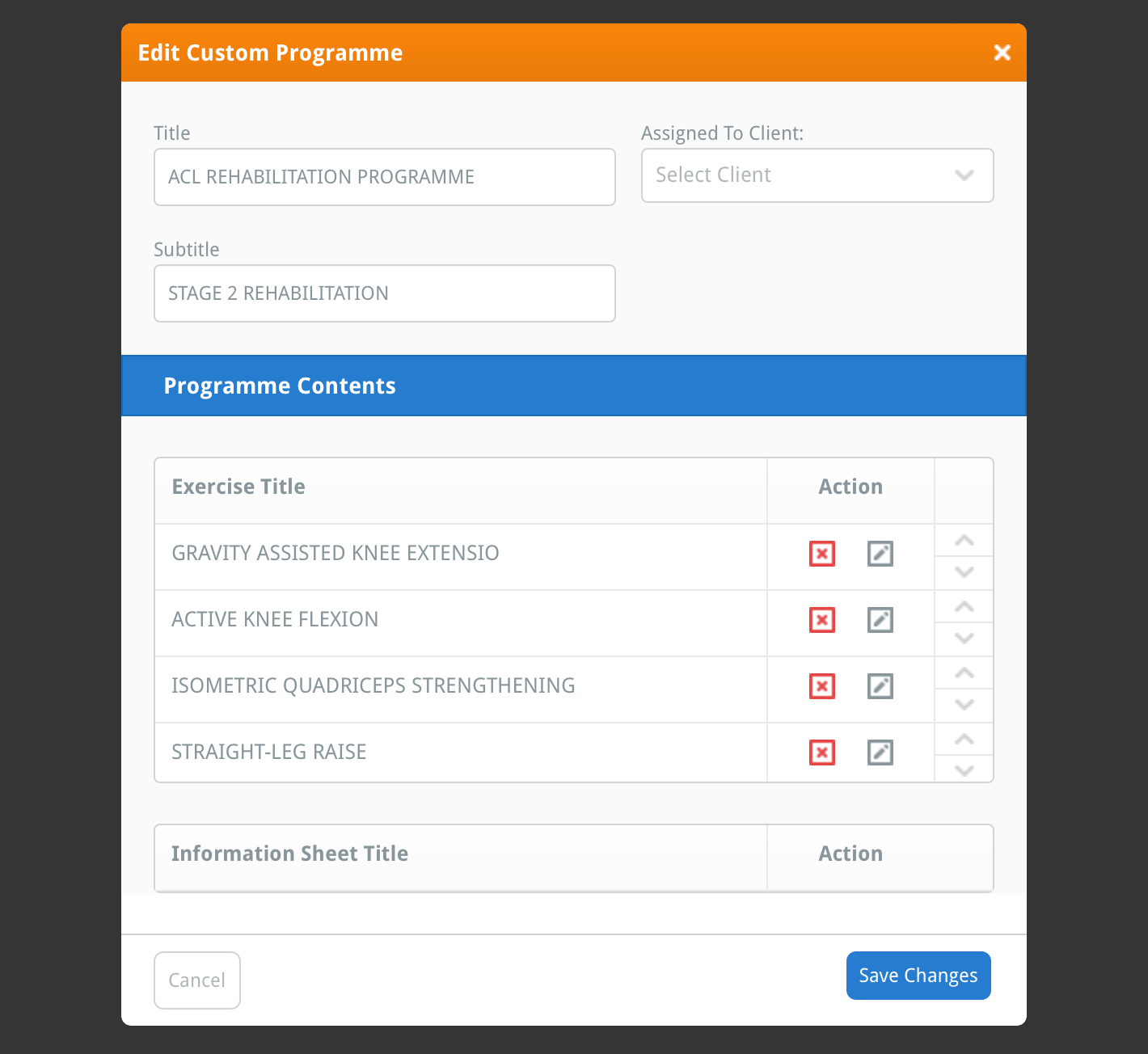 the Edit Custom Programme window