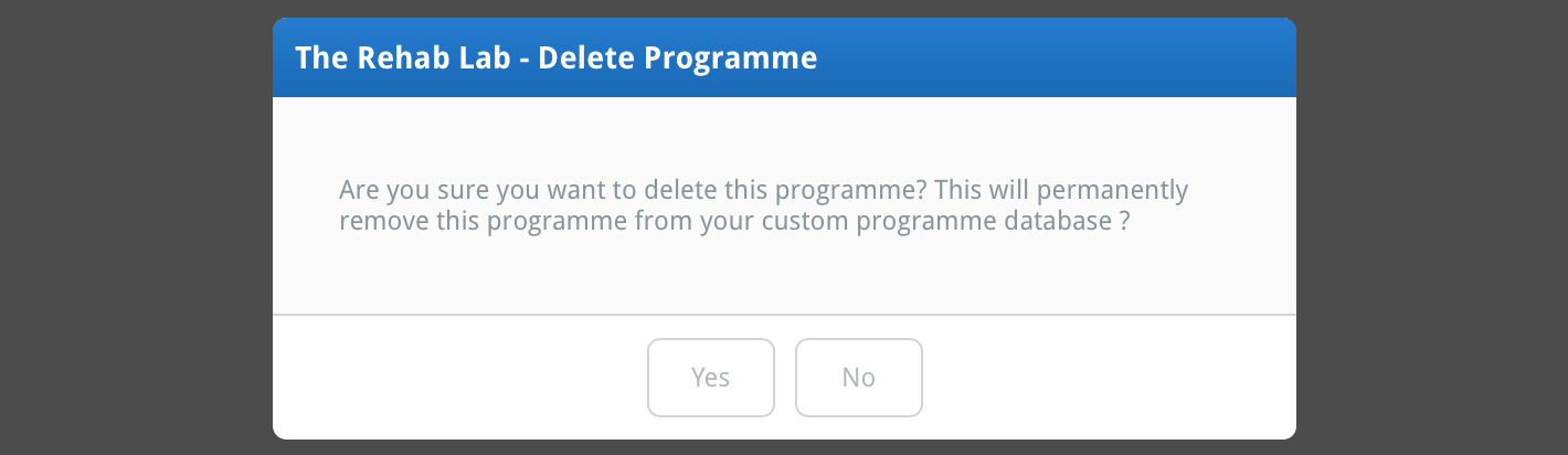 Confirm programme deletion