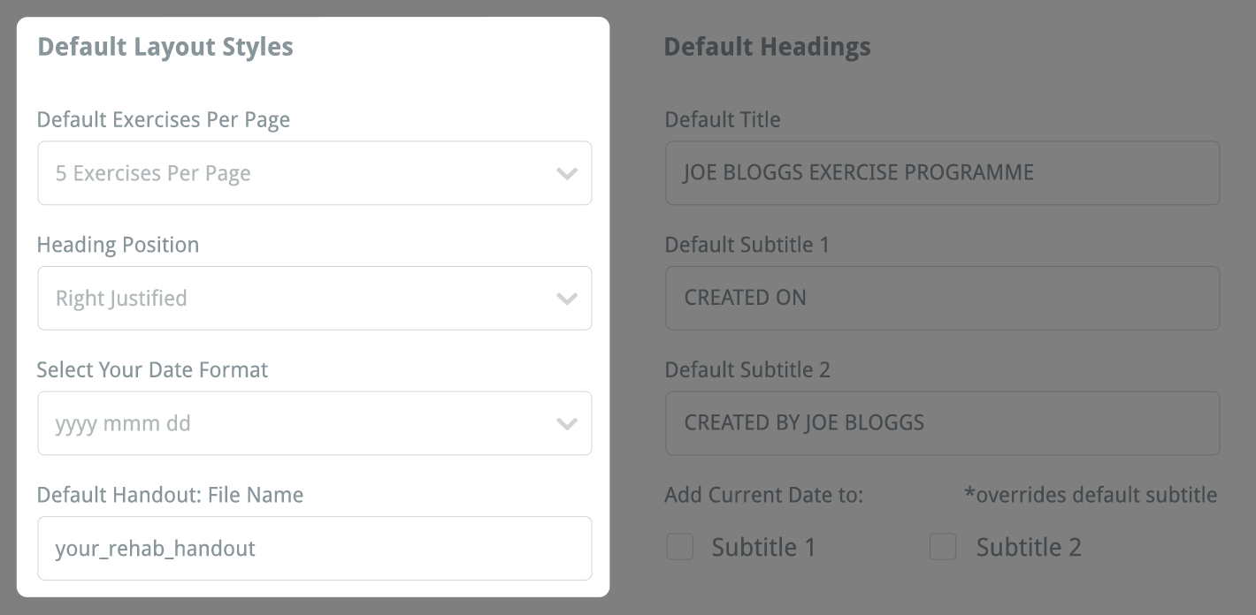 your default layout styles