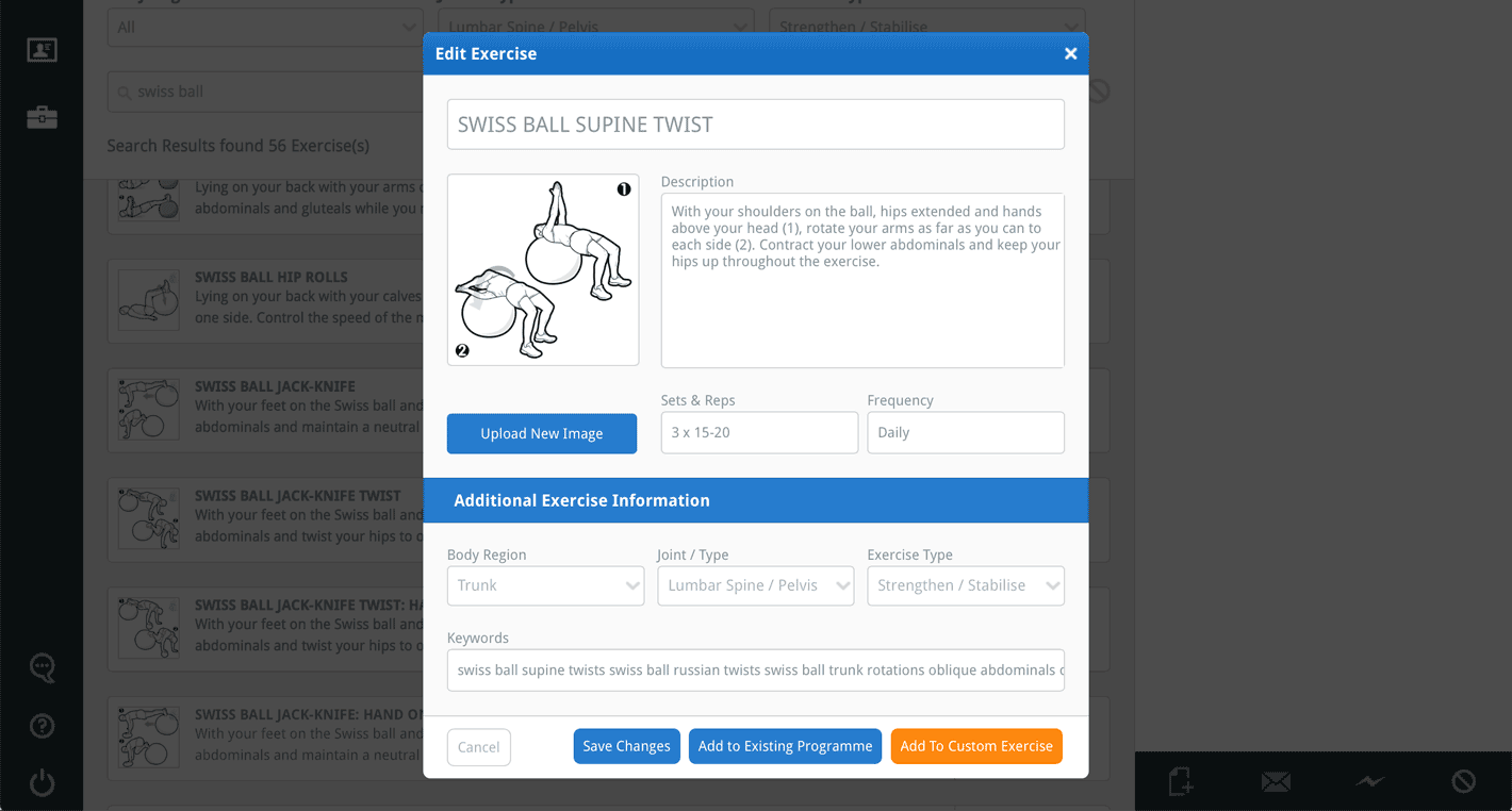 Edit Exercise window