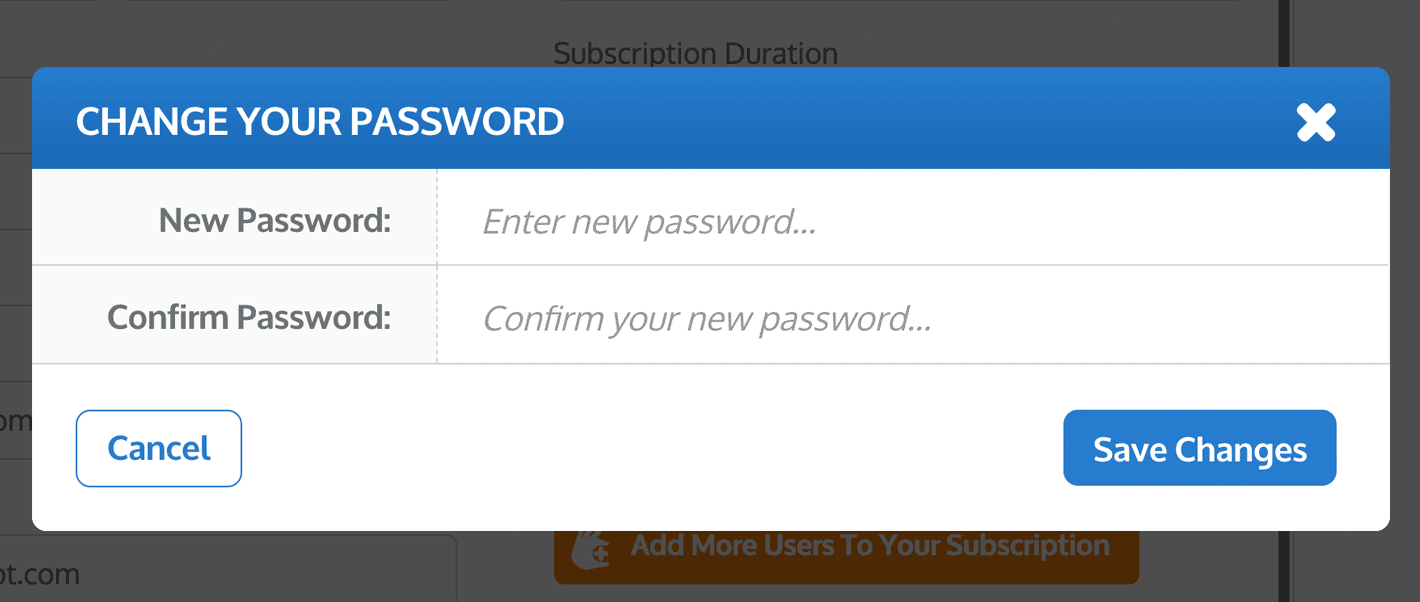 the Change Your Password window