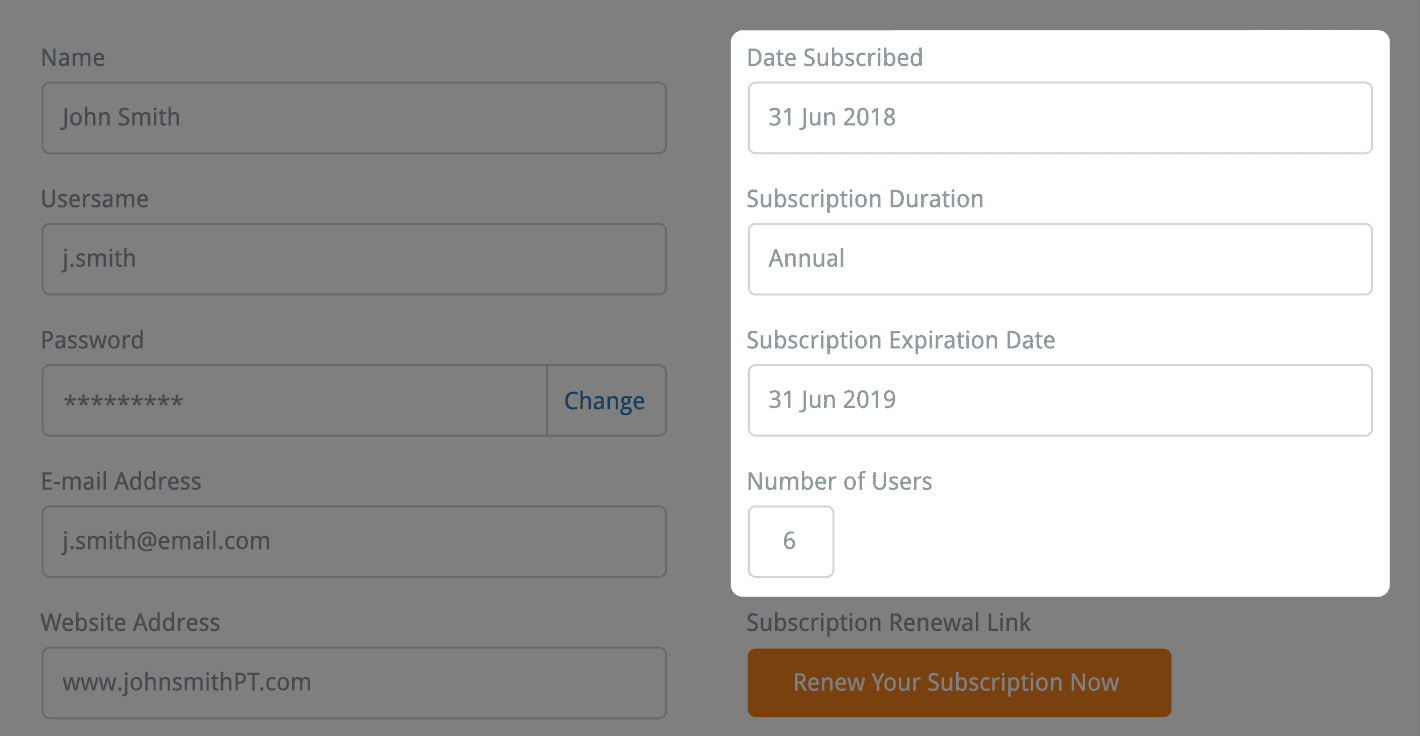 your subscription details