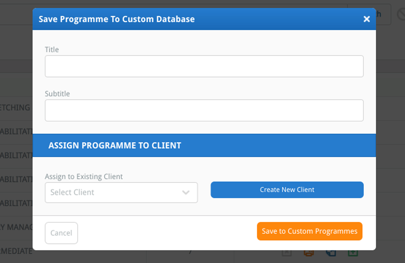 the Save Custom Programme window